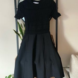 Black pointelle knit dress, size small